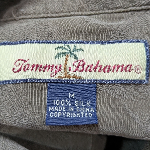 Tommy Bahama Olive Green Silk Short Sleeve Button Up Shirt M - Picture 6 of 7